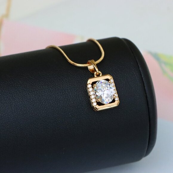 "Elegant Rose Gold Pendant with Oval CZ Center and Accent Stones, XPPT1443 - Picture 5 of 13